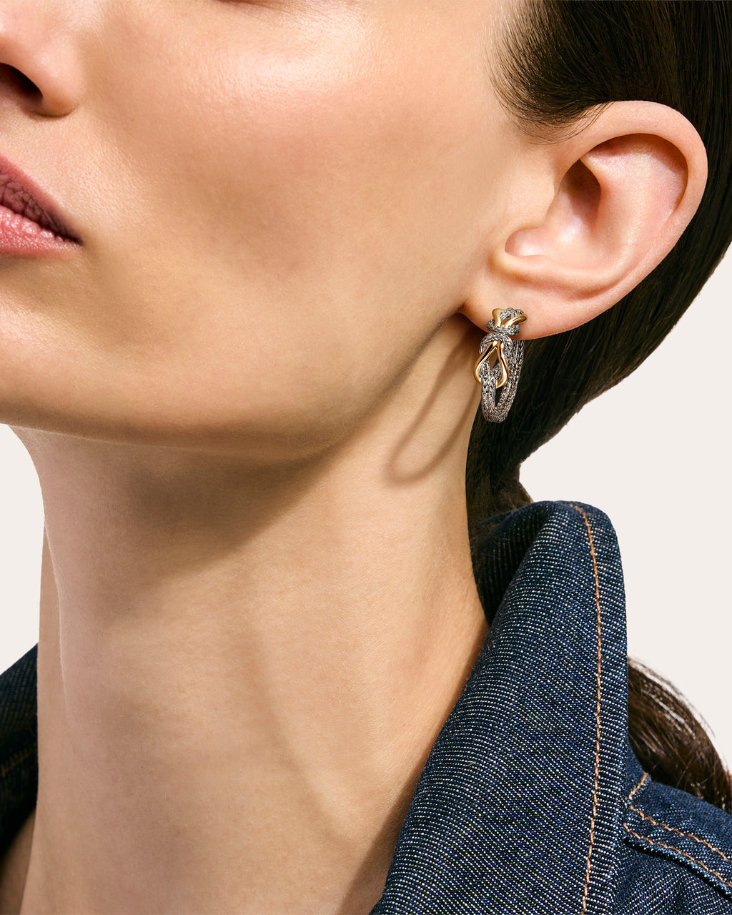 Two-Tone Infinite Love Knot Hoop Earrings