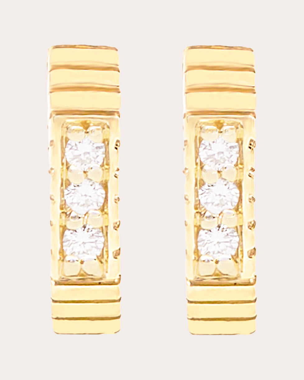 Diamond & 14k Gold Spark Octagon Hoop Earrings