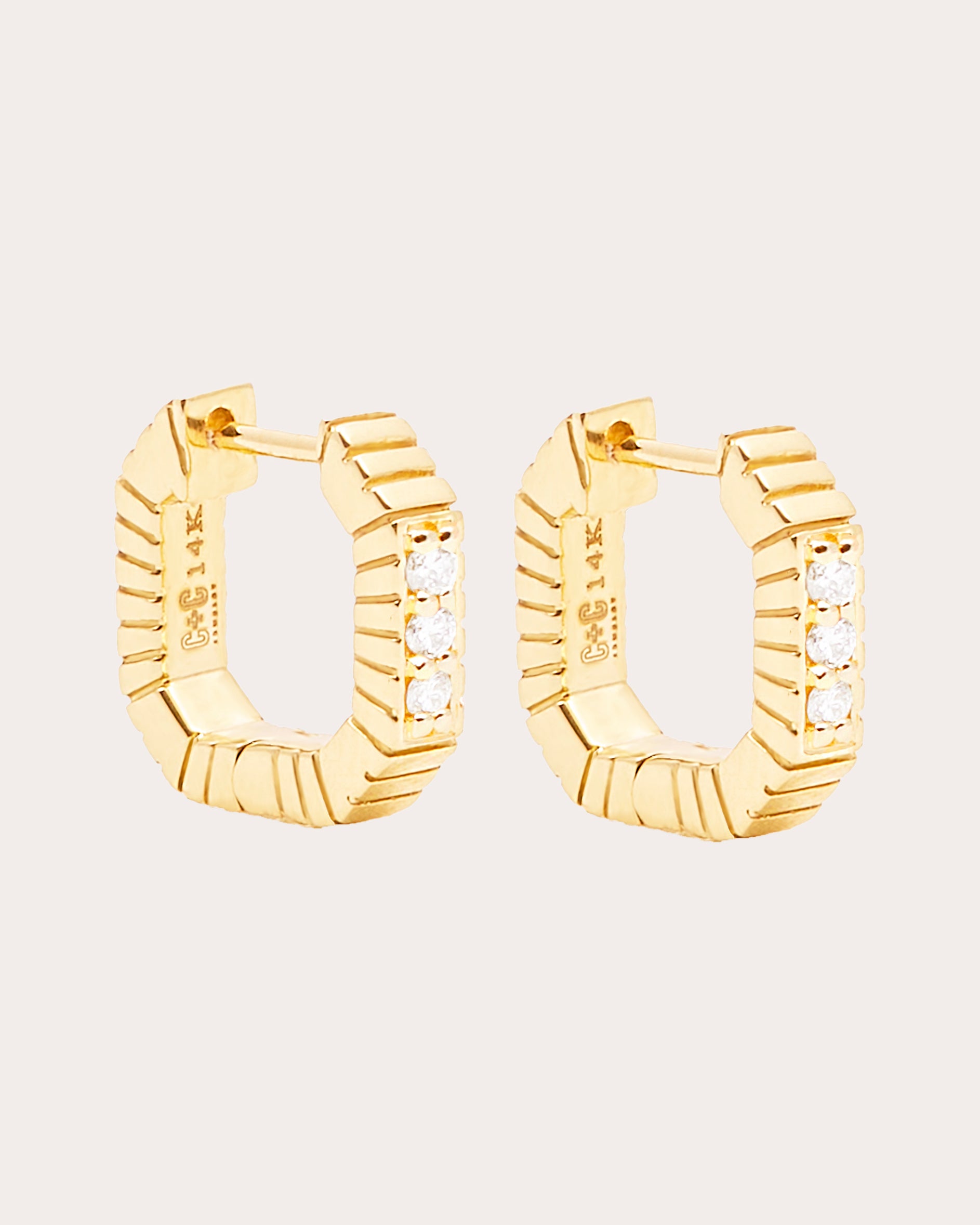 Diamond & 14k Gold Spark Octagon Hoop Earrings