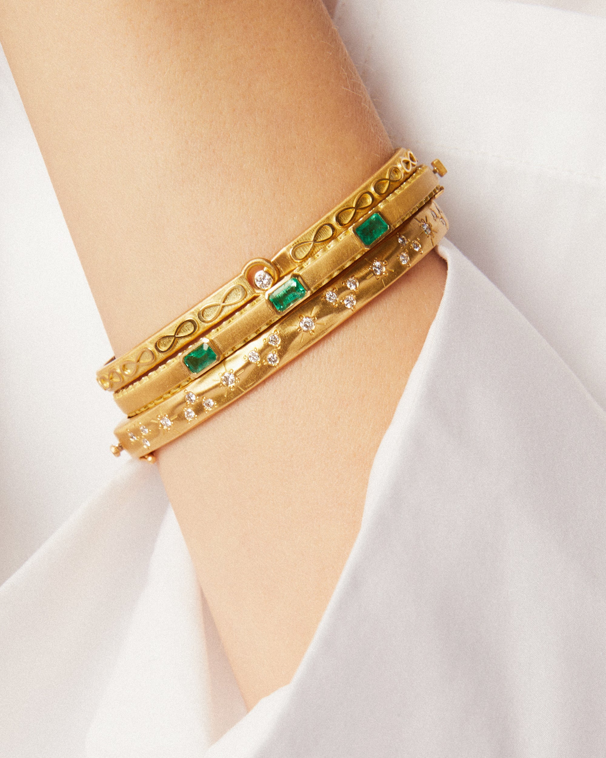 Diamond & 14k Gold Infinity Bangle