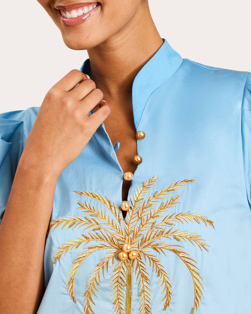 Elliana Embroidered Poplin Barong Mini Dress