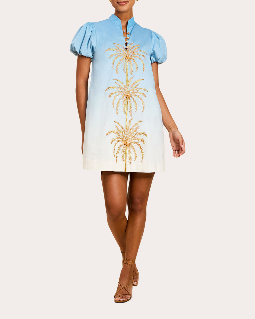 Elliana Embroidered Poplin Barong Mini Dress