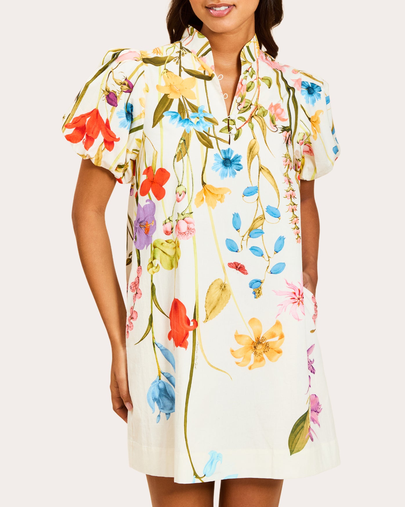 Elliana Floral Poplin Barong Mini Dress XS / Multicolor