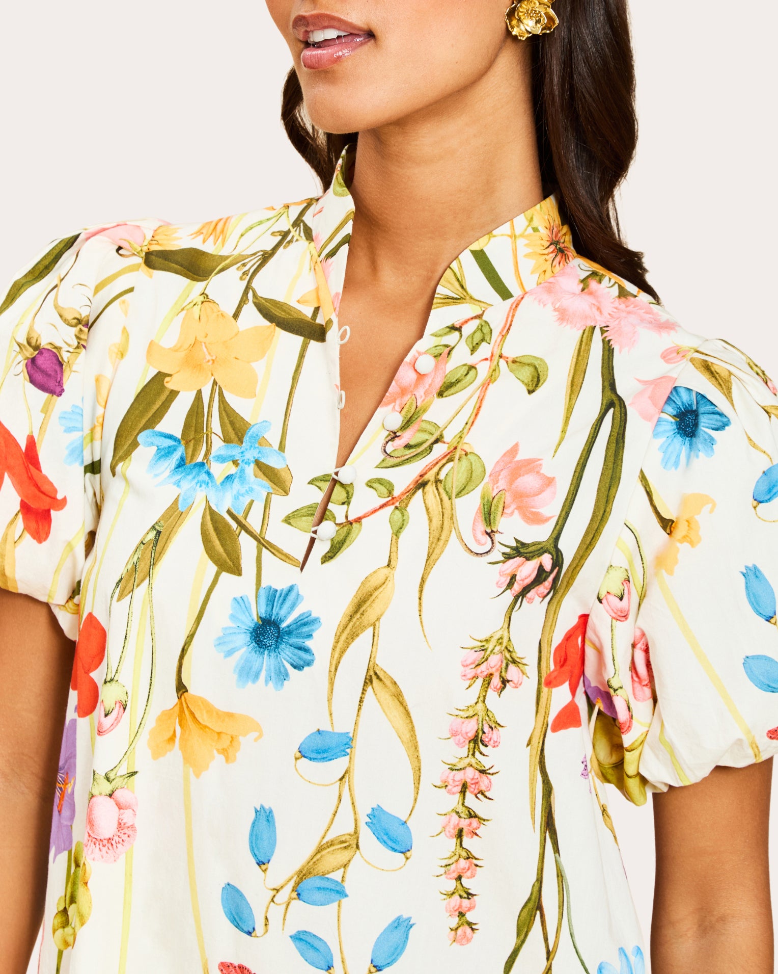 mestiza elliana barong mini dress Mestiza Elliana Floral Poplin Barong Mini Dress Size Medium