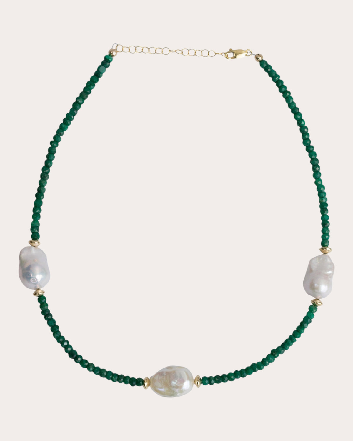 Emerald & Baroque Pearl Beaded Necklace