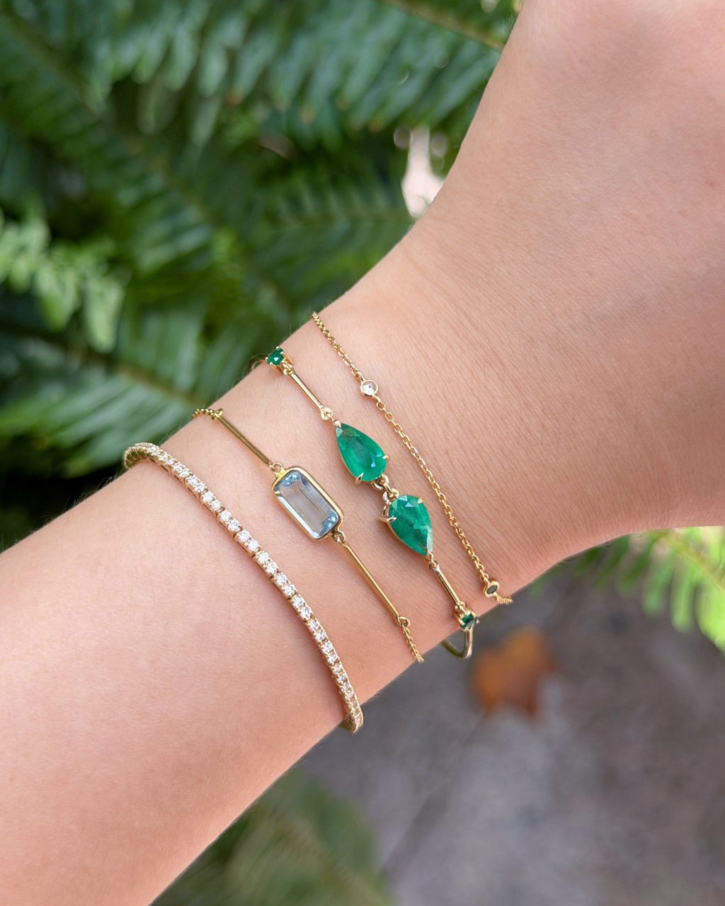 Emerald & 18k Gold Dewdrop Duo Bracelet