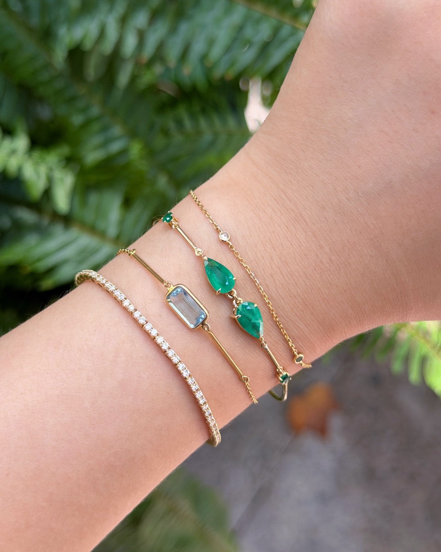 Emerald & 18k Gold Dewdrop Duo Bracelet