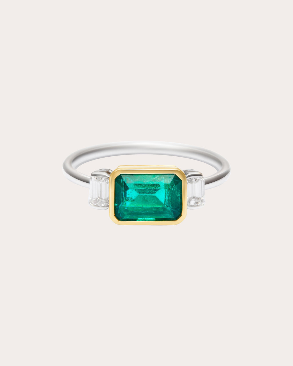 Emerald & Diamond Two-Tone Forever Ring