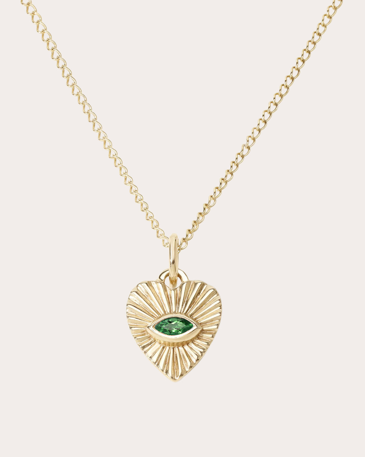 Emerald Sunbeam Mini Heart Charm