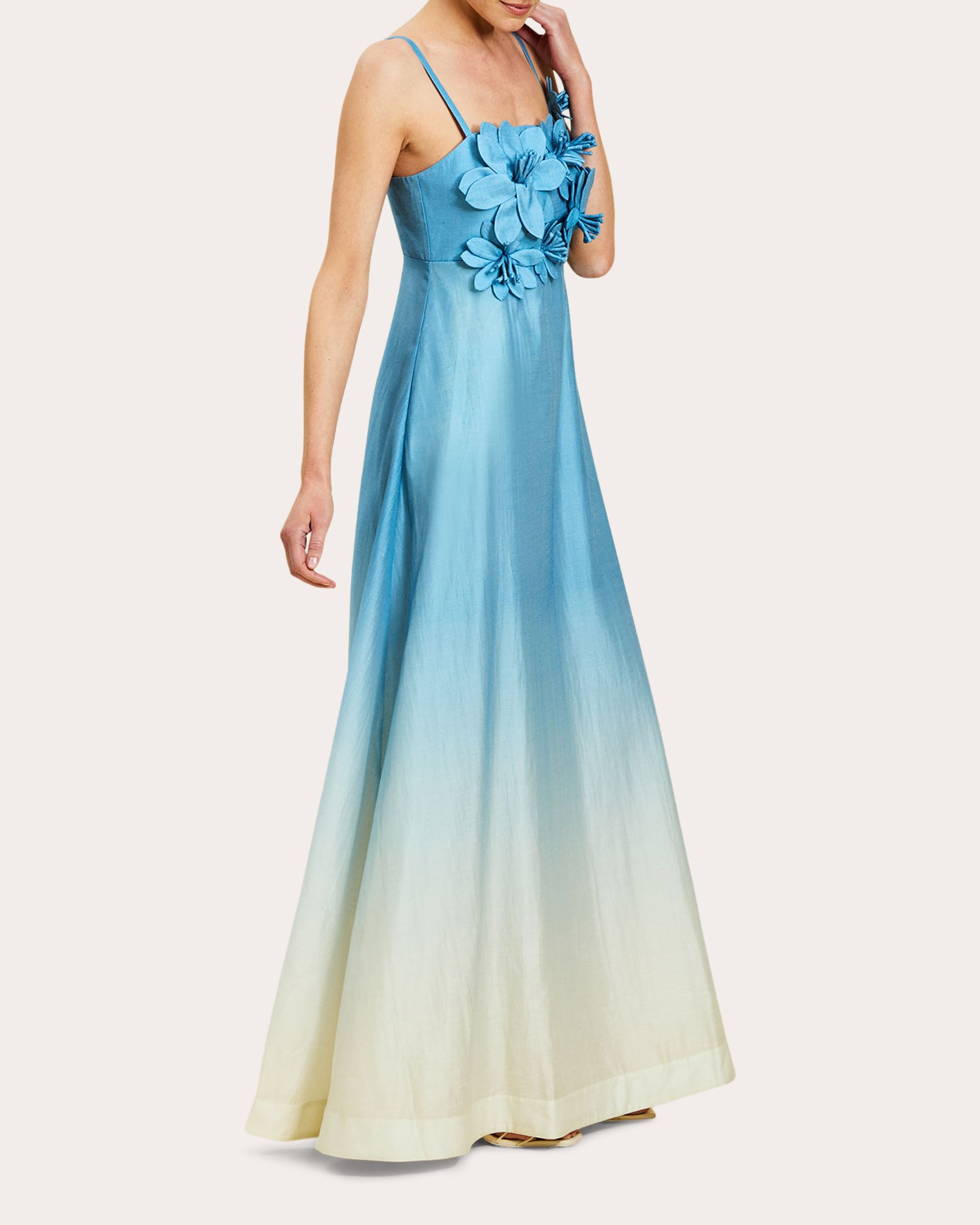 organza applique dress Flutter Flower Applique Organza Dress Cream / 7