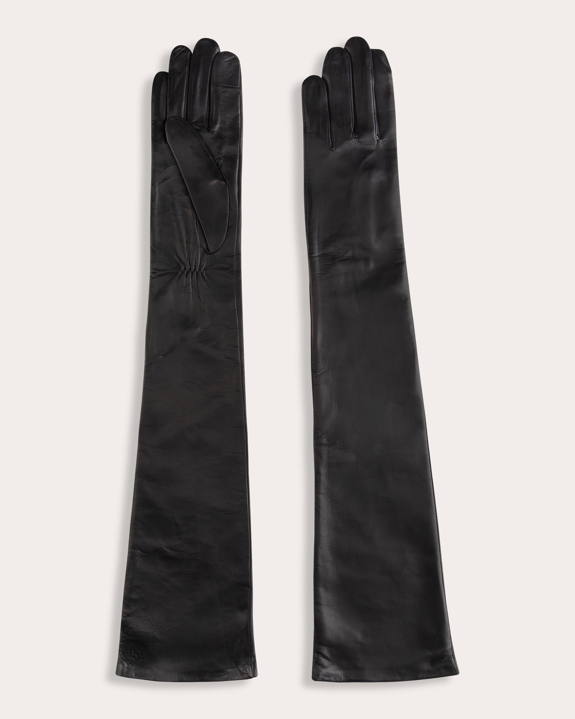 Black Essentials Long Leather Gloves