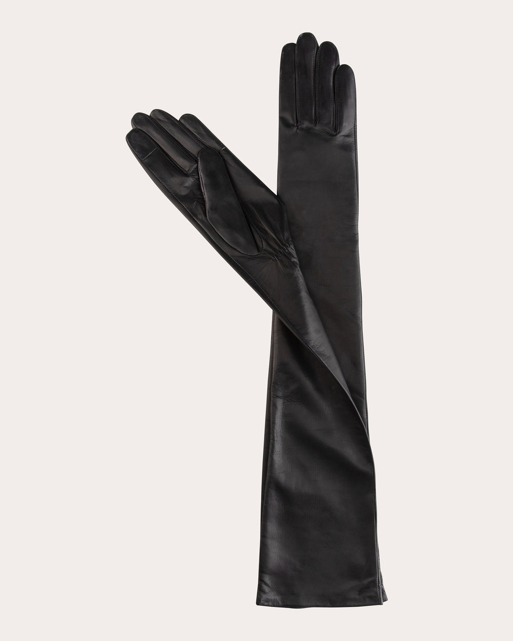 Black Essentials Long Leather Gloves