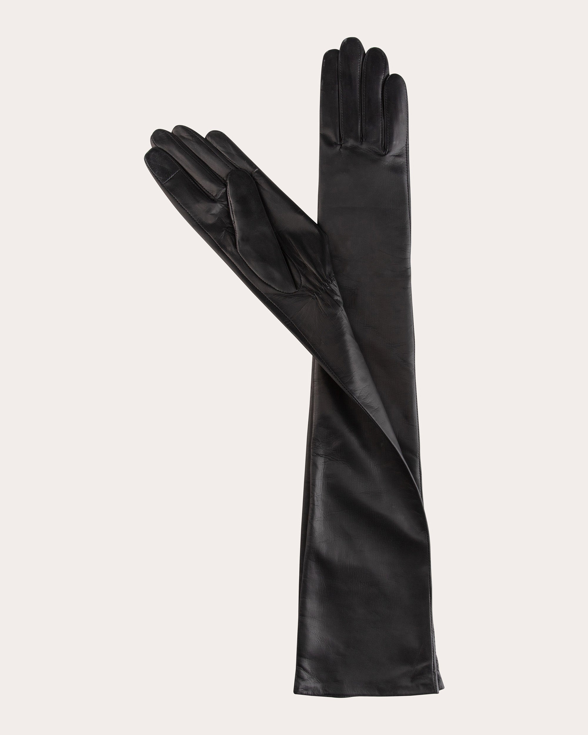 Black Essentials Long Leather Gloves