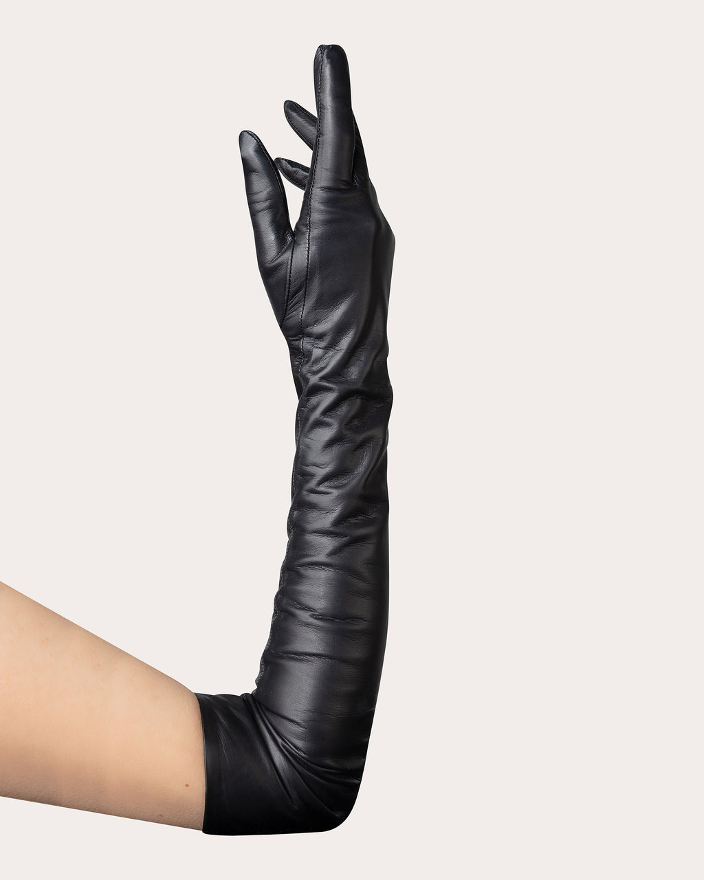 Black Essentials Long Leather Gloves