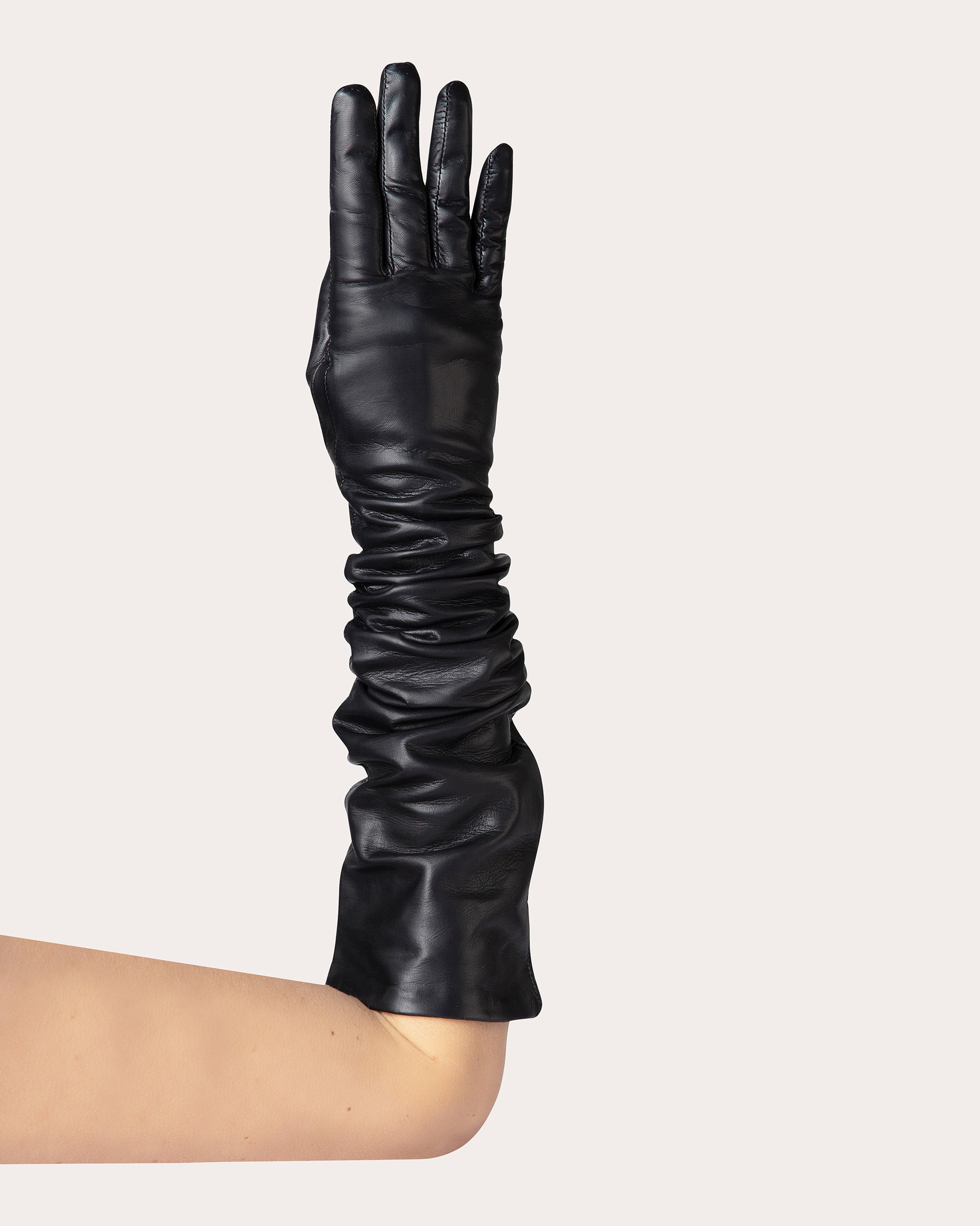Black Essentials Long Leather Gloves