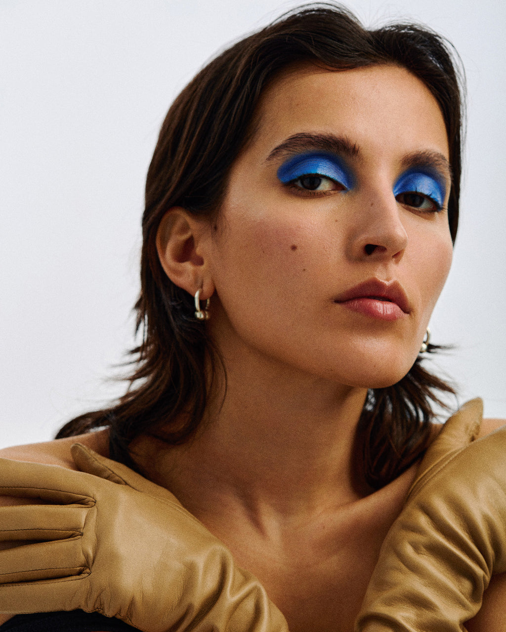 Beige Essentials Long Leather Gloves