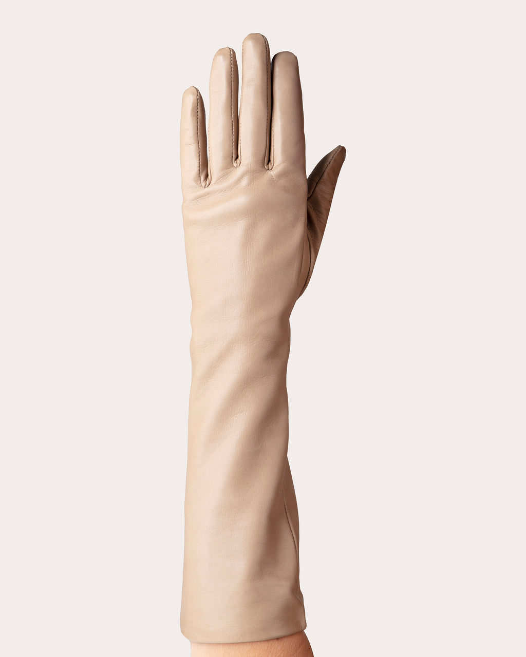 Beige Essentials Long Leather Gloves