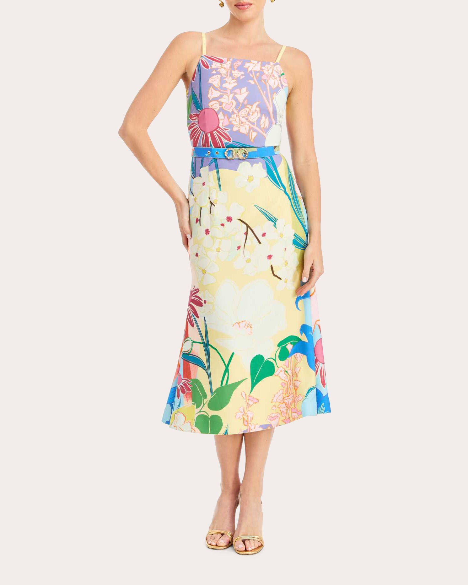 Mestiza Women's Eugenia Floral Crepe Reversible Midi Dress Size US 14 | Polyester/Spandex Mestiza Women's Eugenia Floral Crepe Reversible Midi Dress Size US 14 | Polyester/Spandex