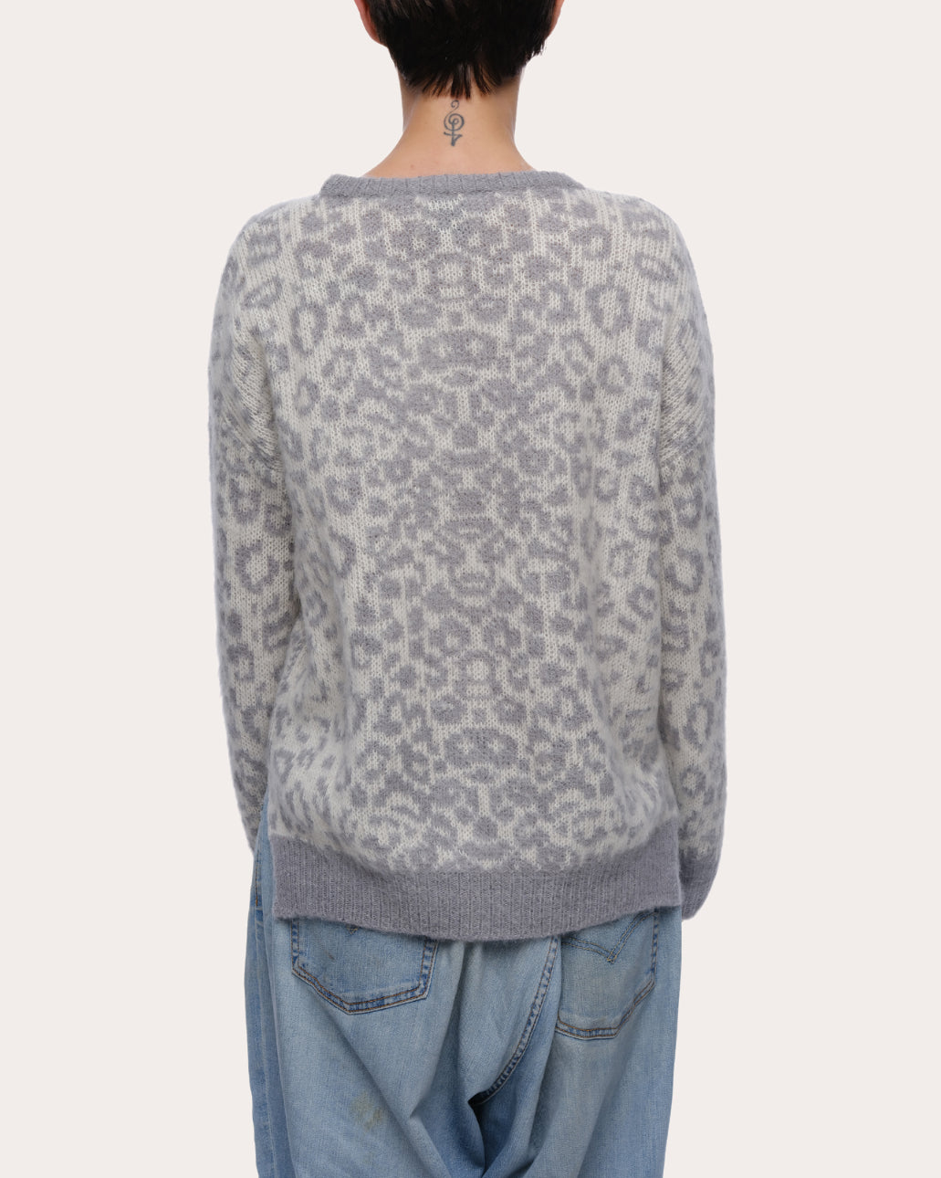 Kimry Leopard Jacquard Brushed Cashmere Wool Sweater