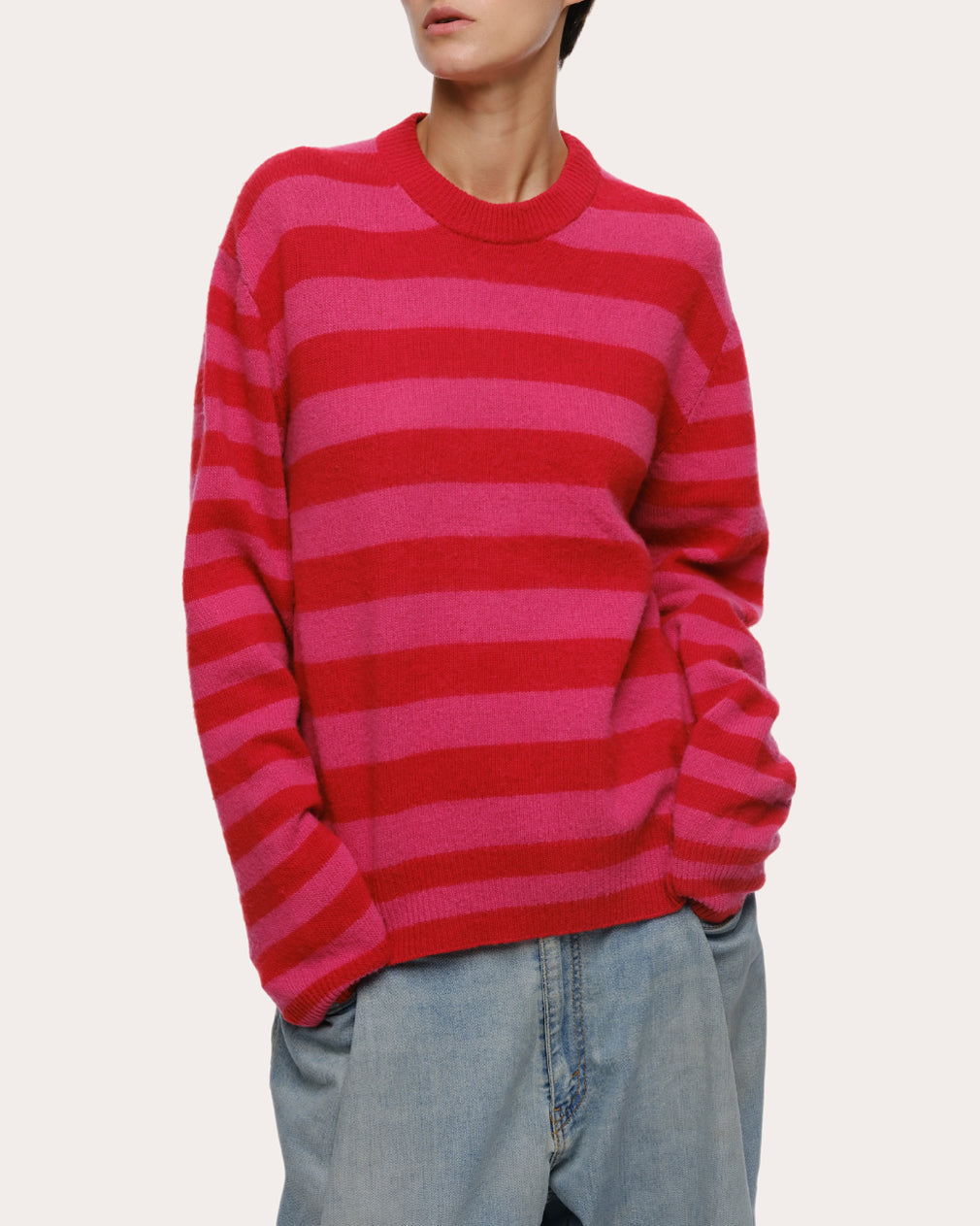Jenn Striped Brushed Cashmere-Blend Sweater