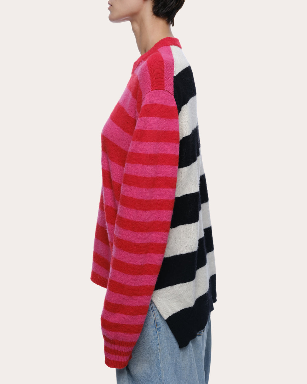 Jenn Striped Brushed Cashmere-Blend Sweater