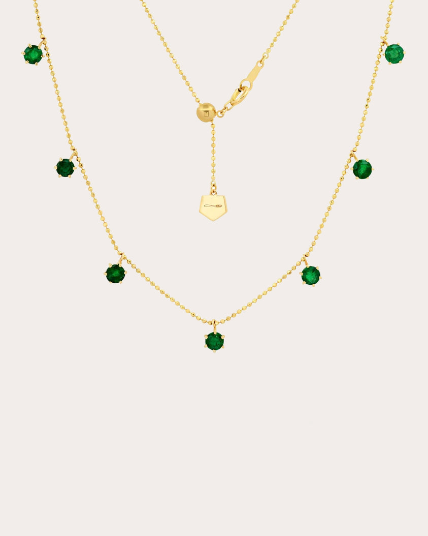 Floating 18K Gold Emerald Necklace