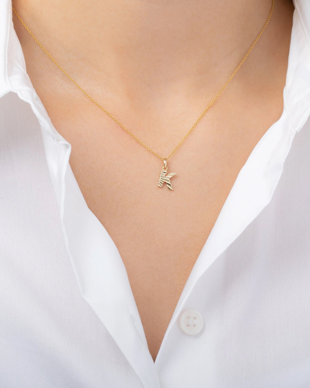 14K Gold Fluted Initial Pendant
