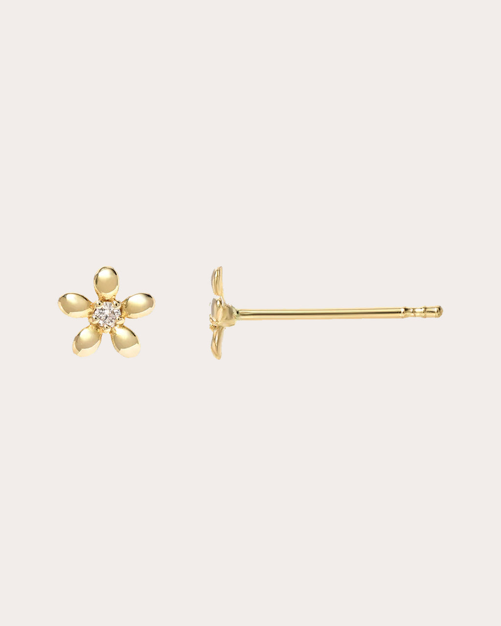Flower 14K Gold Diamond Stud Earrings