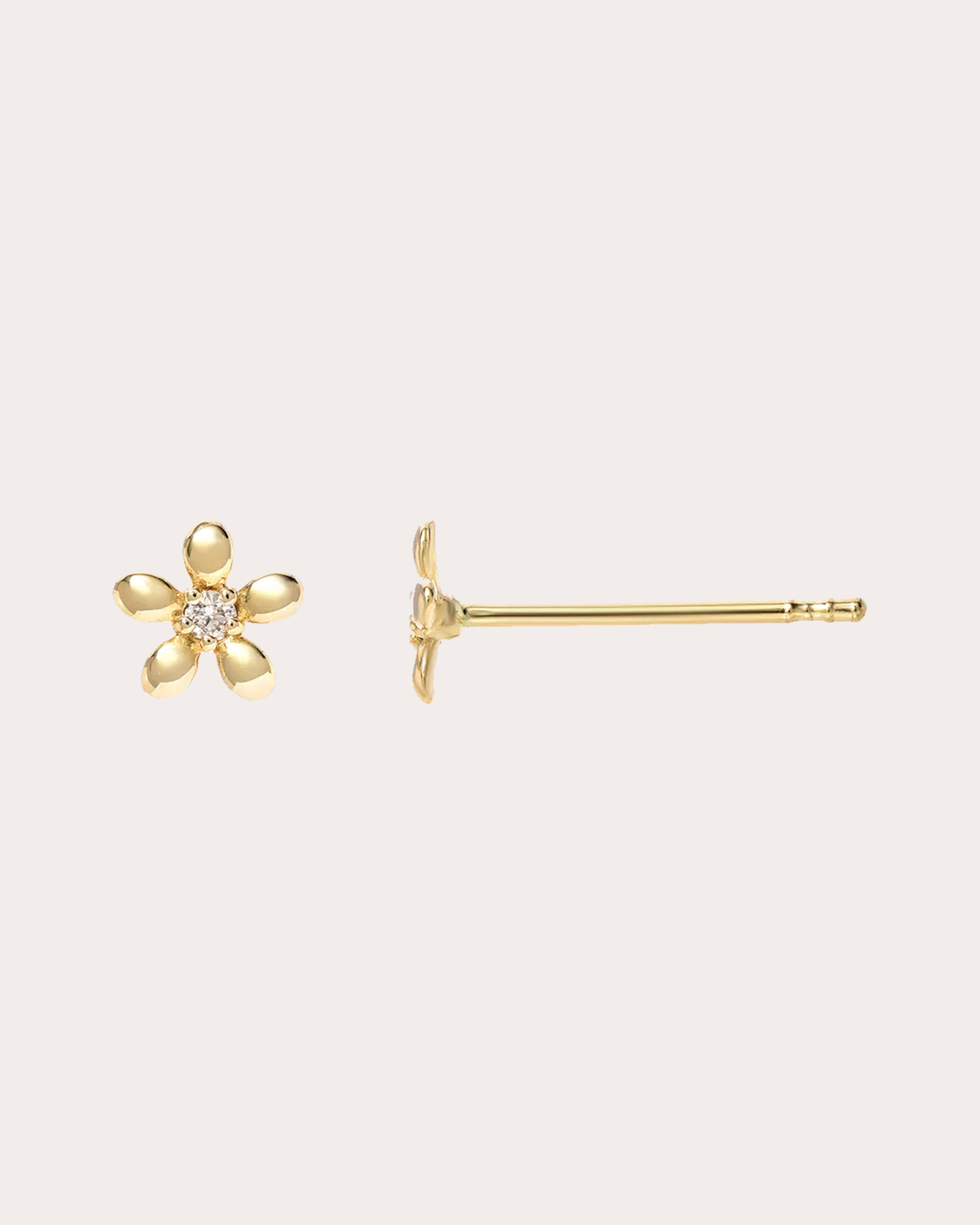 Flower 14K Gold Diamond Stud Earrings