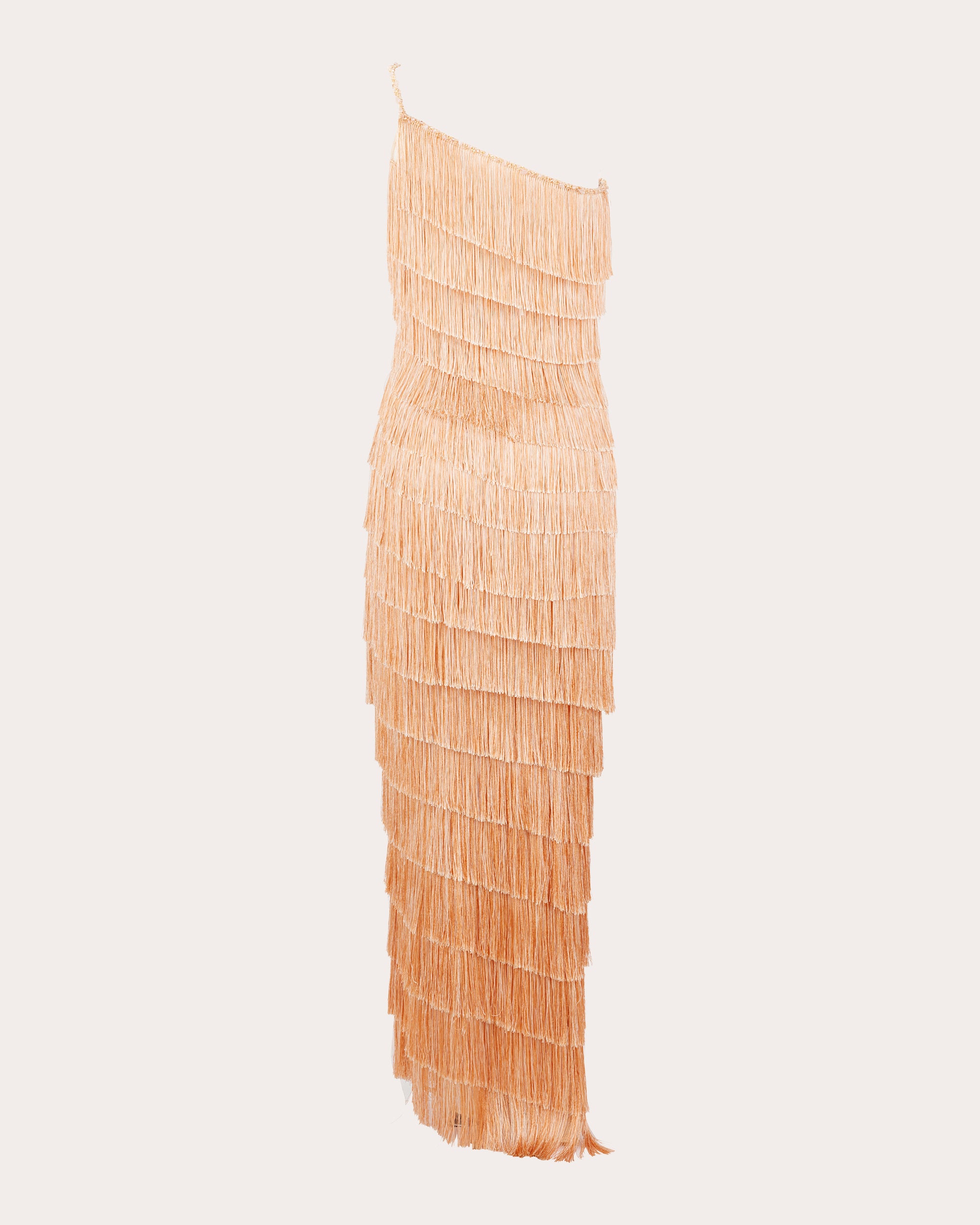 Isidora Asymmetric Fringed Silk-Blend Gown
