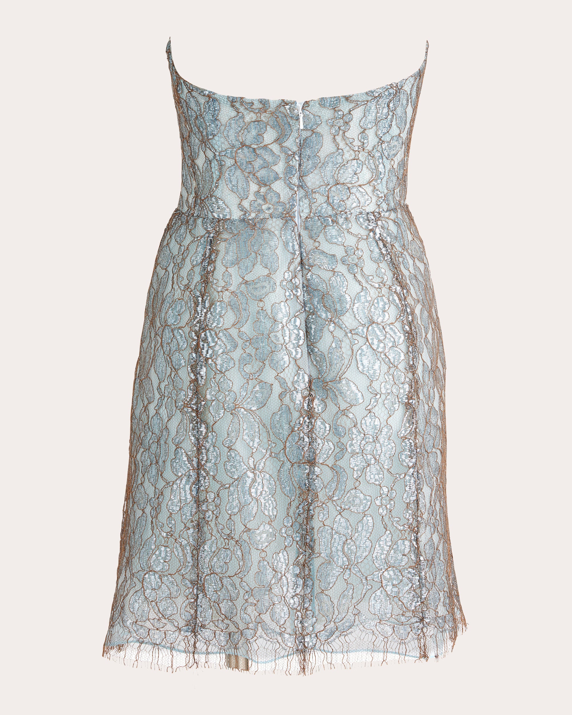 Glacier Metallic Lace Strapless Mini Dress