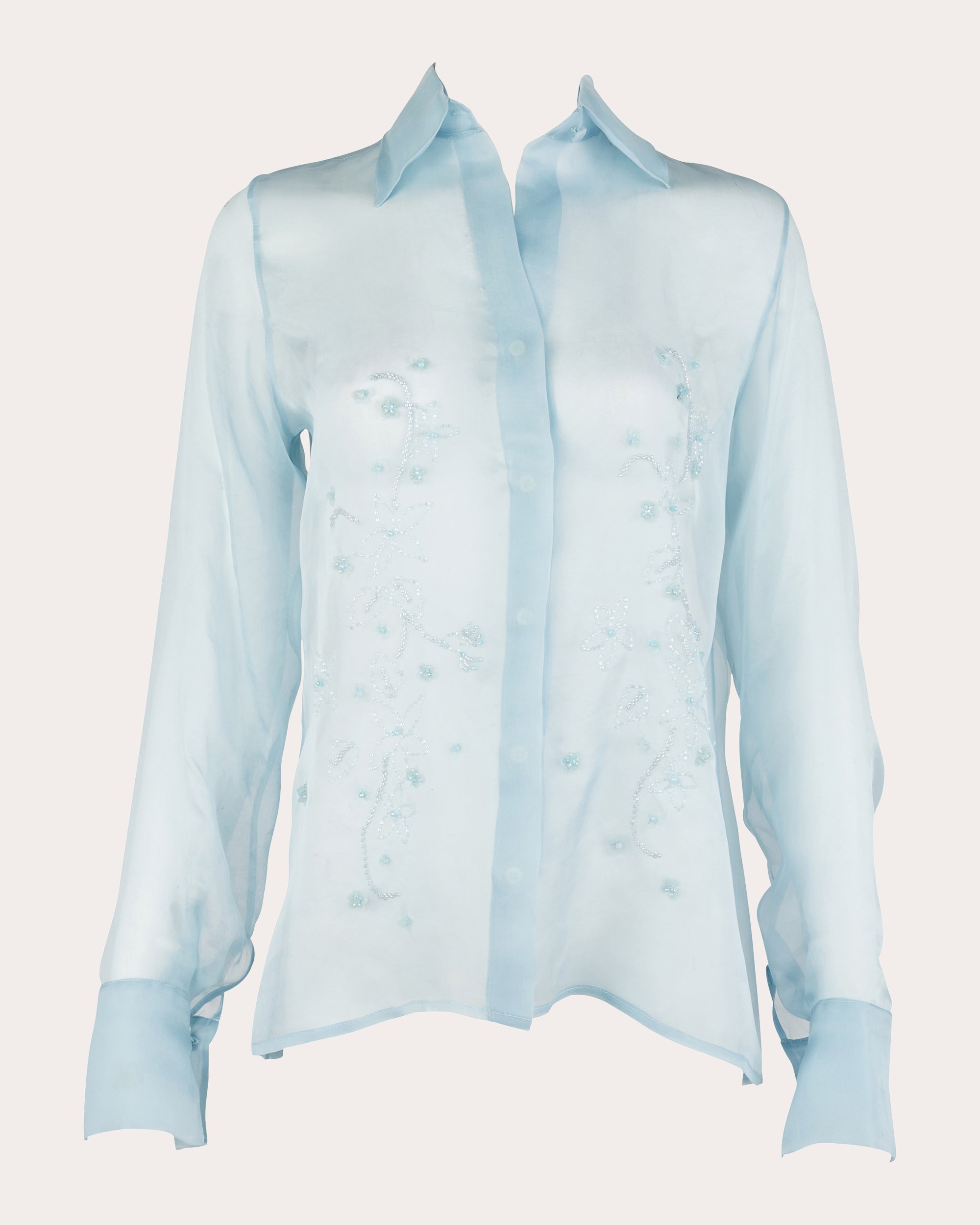 Aster Floral Embroidered Silk-Organza Blouse