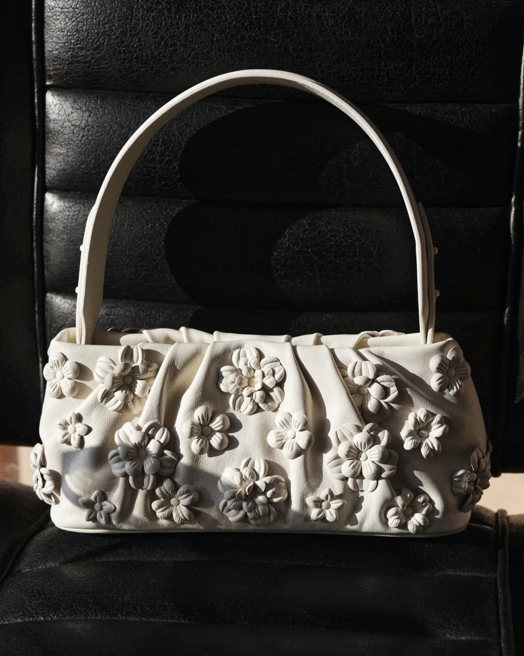 Harlow Floral Appliqué Leather Shoulder Bag