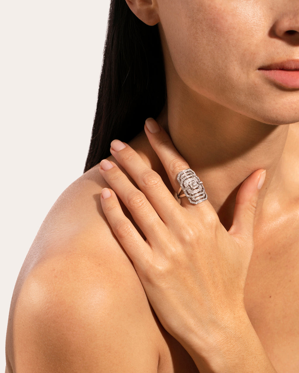 My Way Rhodium-Plated Sterling Silver Diamond Ring