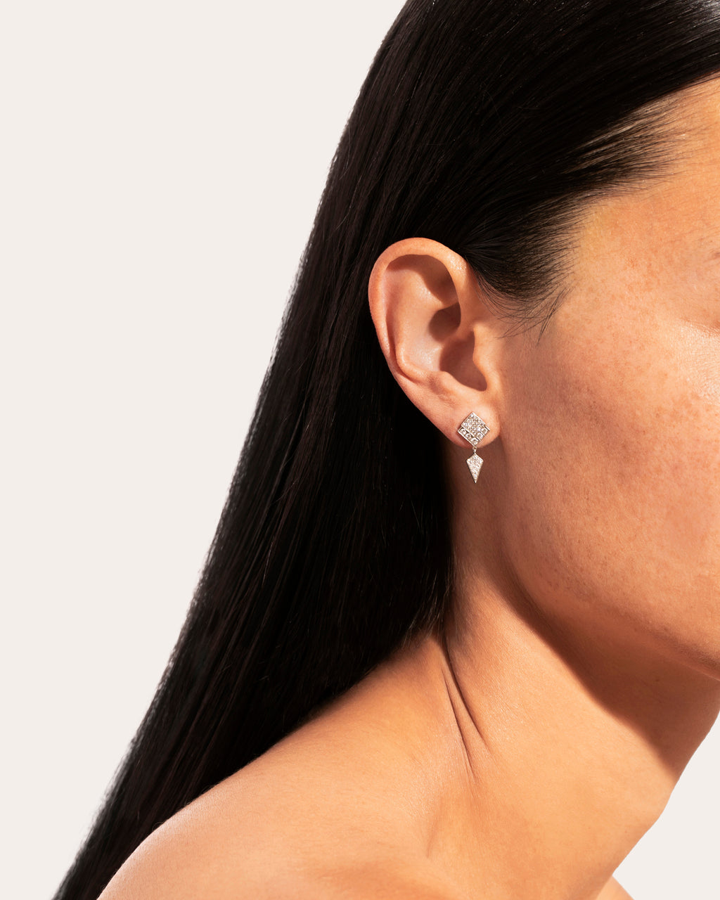 Stairway Rhodium-Plated Sterling Silver Diamond Single Earring