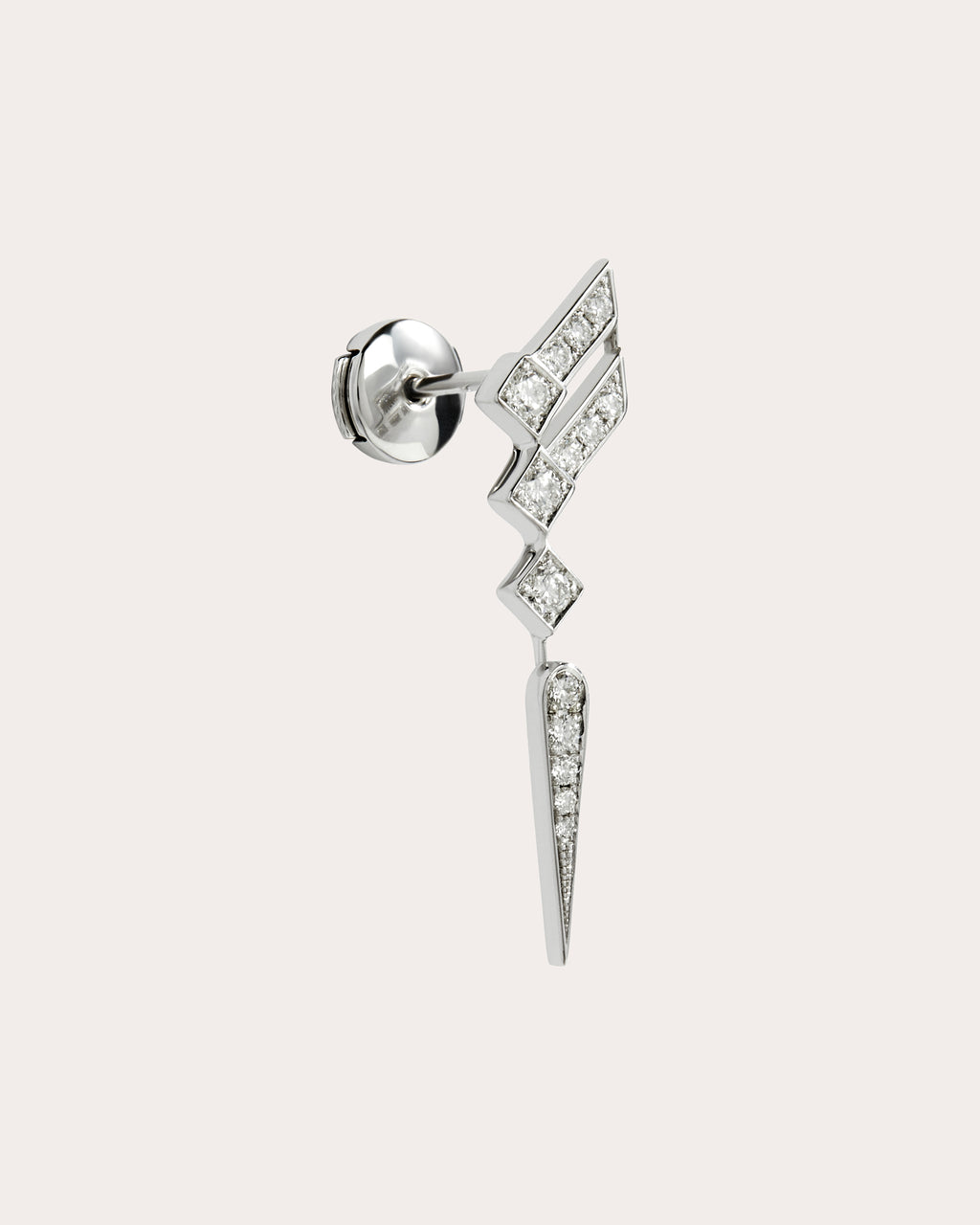 Stairway Rhodium-Plated Sterling Silver Diamond Single Earring