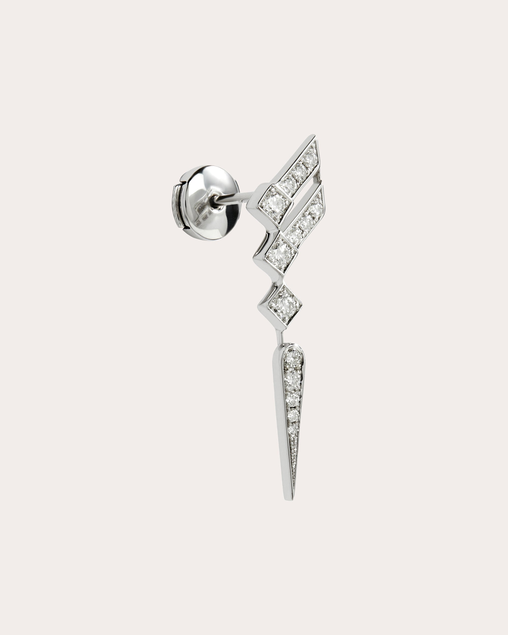 Stairway Rhodium-Plated Sterling Silver Diamond Single Earring
