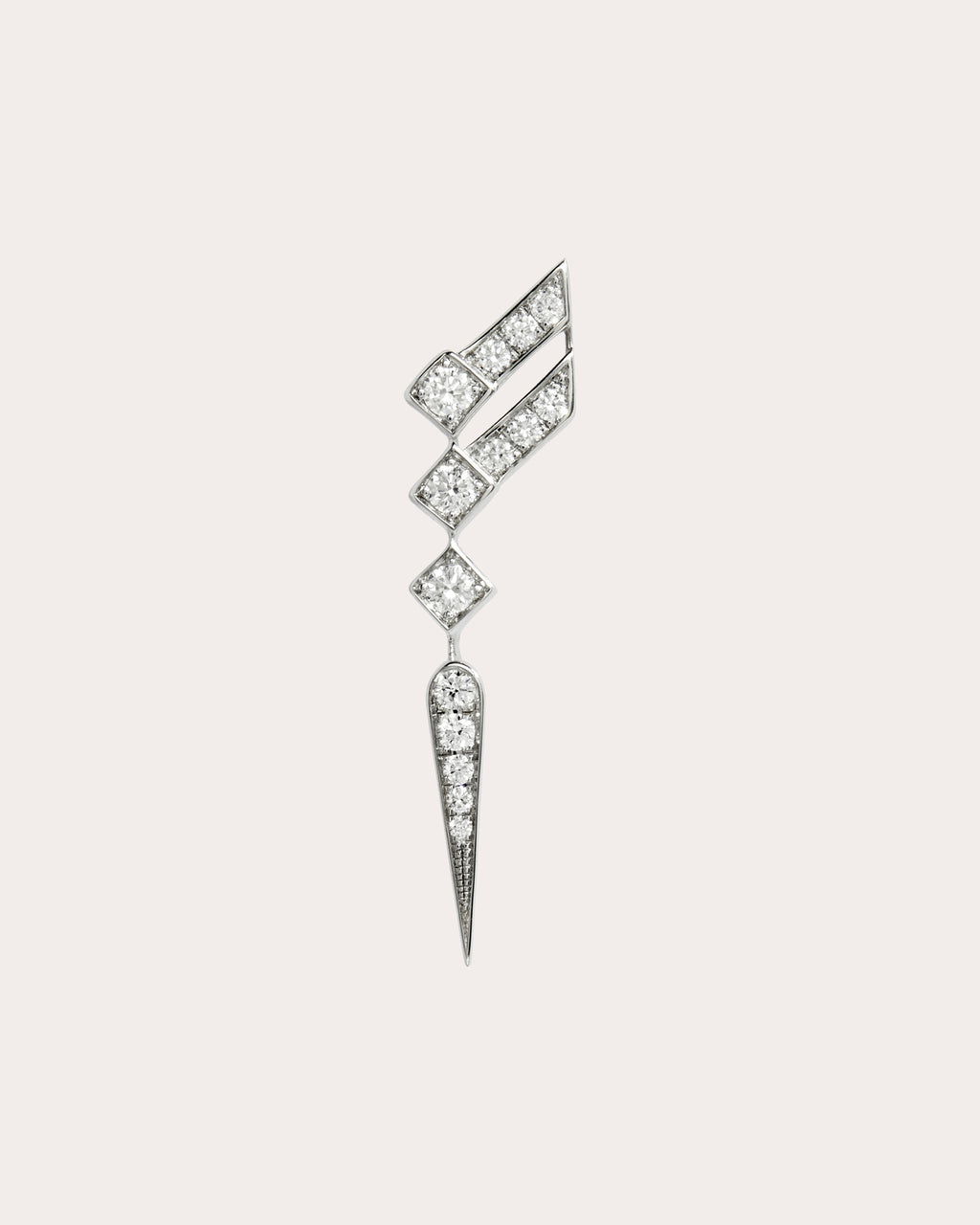 Stairway Rhodium-Plated Sterling Silver Diamond Single Earring