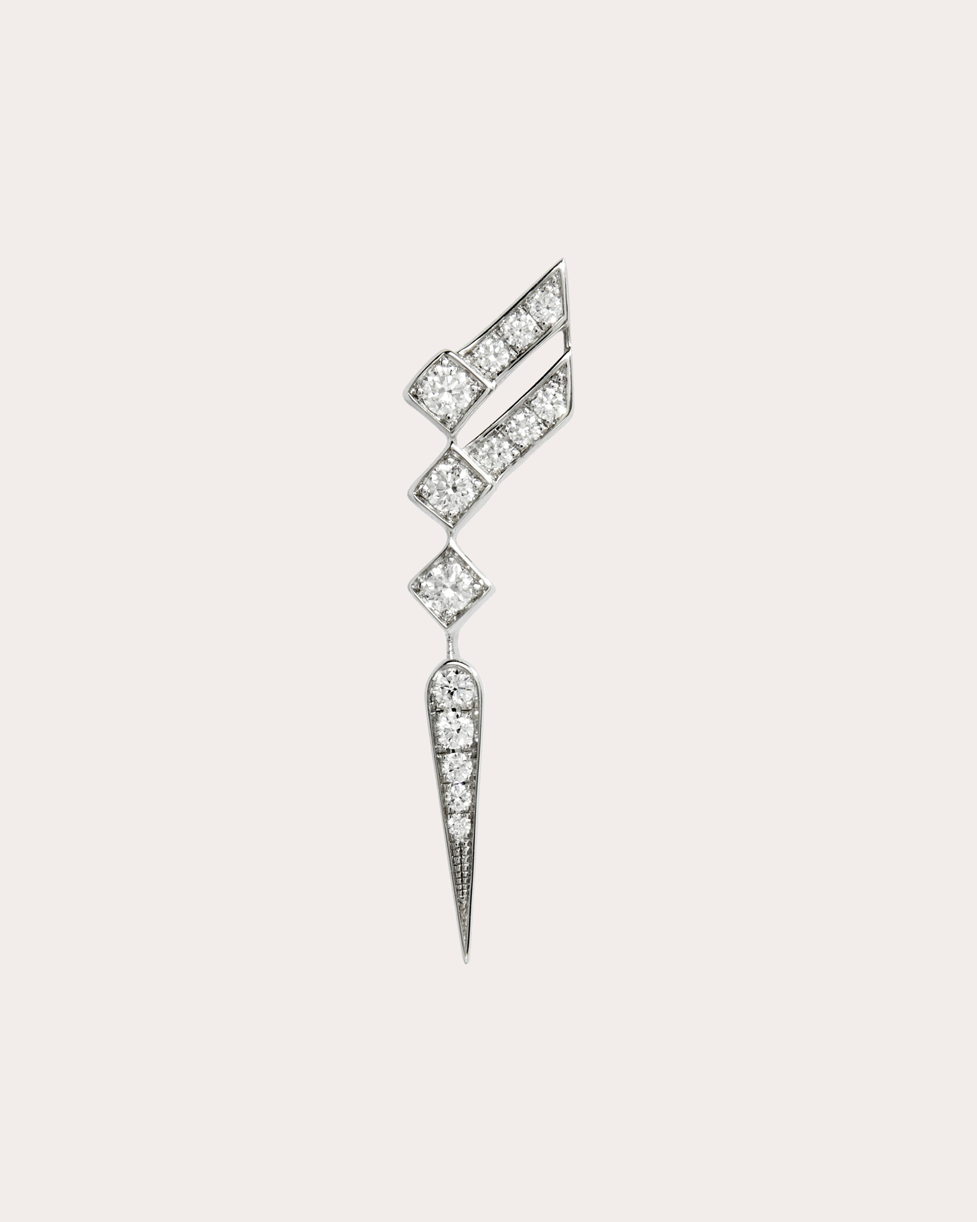 Stairway Rhodium-Plated Sterling Silver Diamond Single Earring