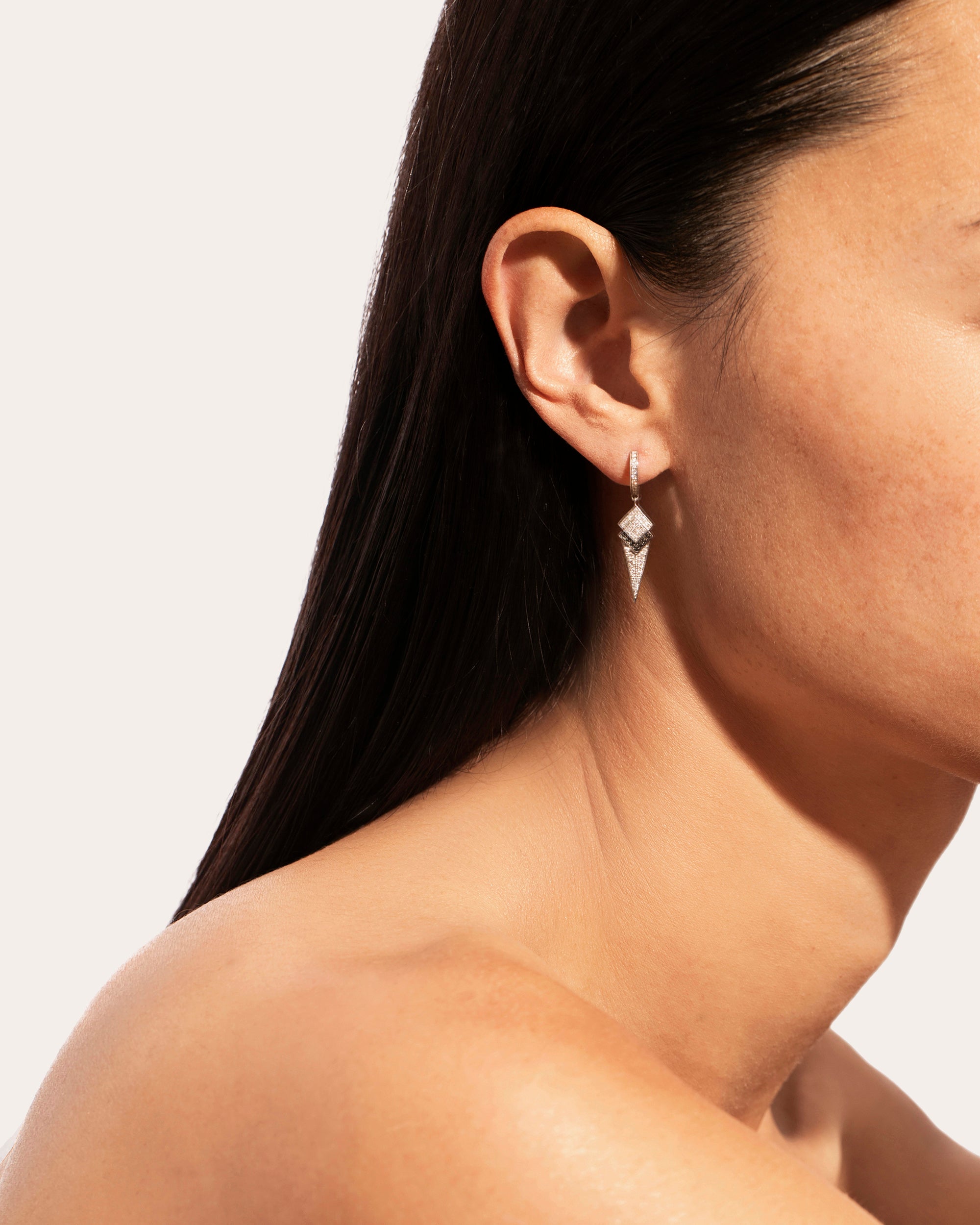 Stairway Rhodium-Plated Sterling Silver Diamond Single Earring