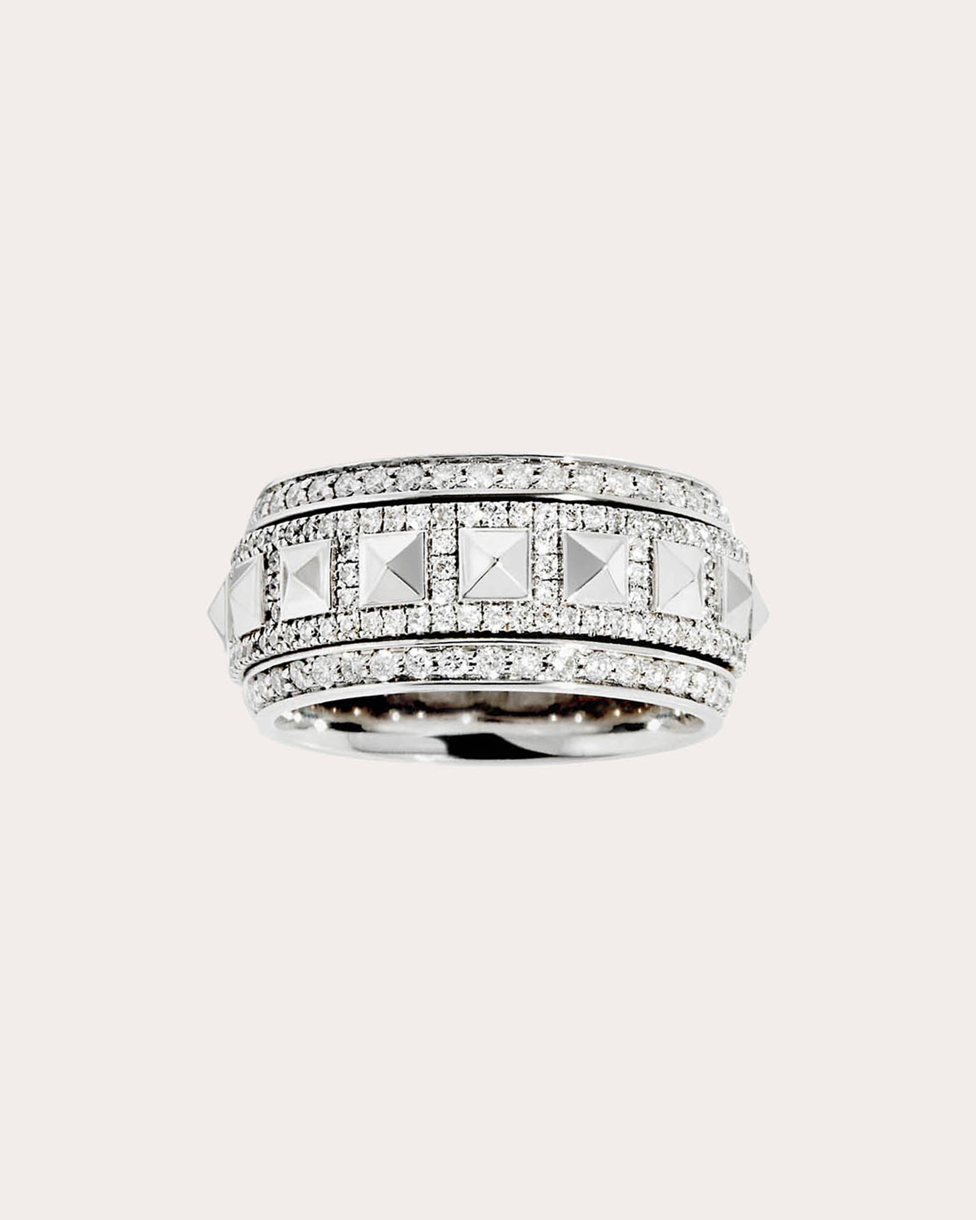 Rockaway Rhodium-Plated Sterling Silver Diamond Spinner Ring