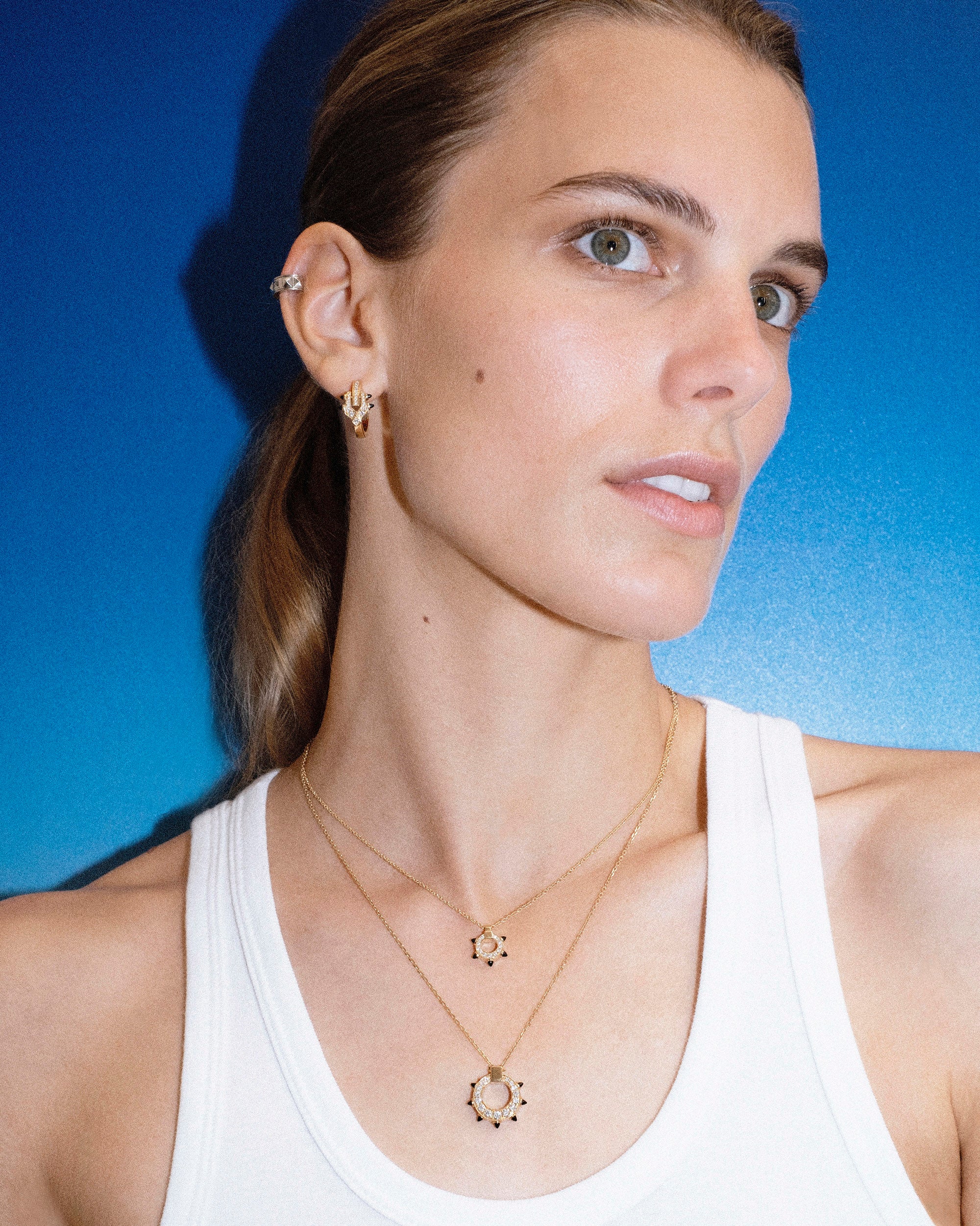 Black Agate & Diamond Spike Pendant Necklace