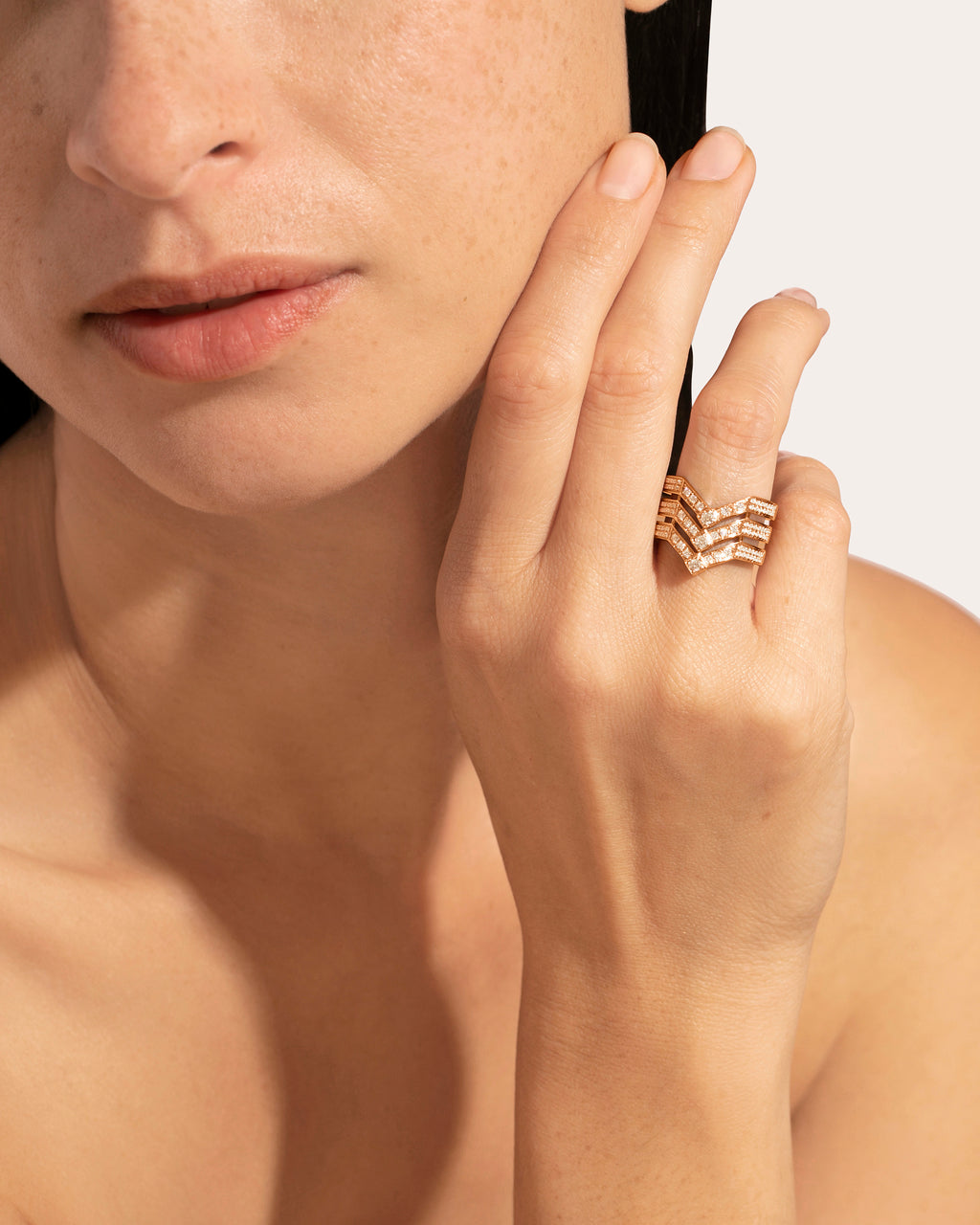 Stairway 18K Gold Diamond Triple-Band Ring