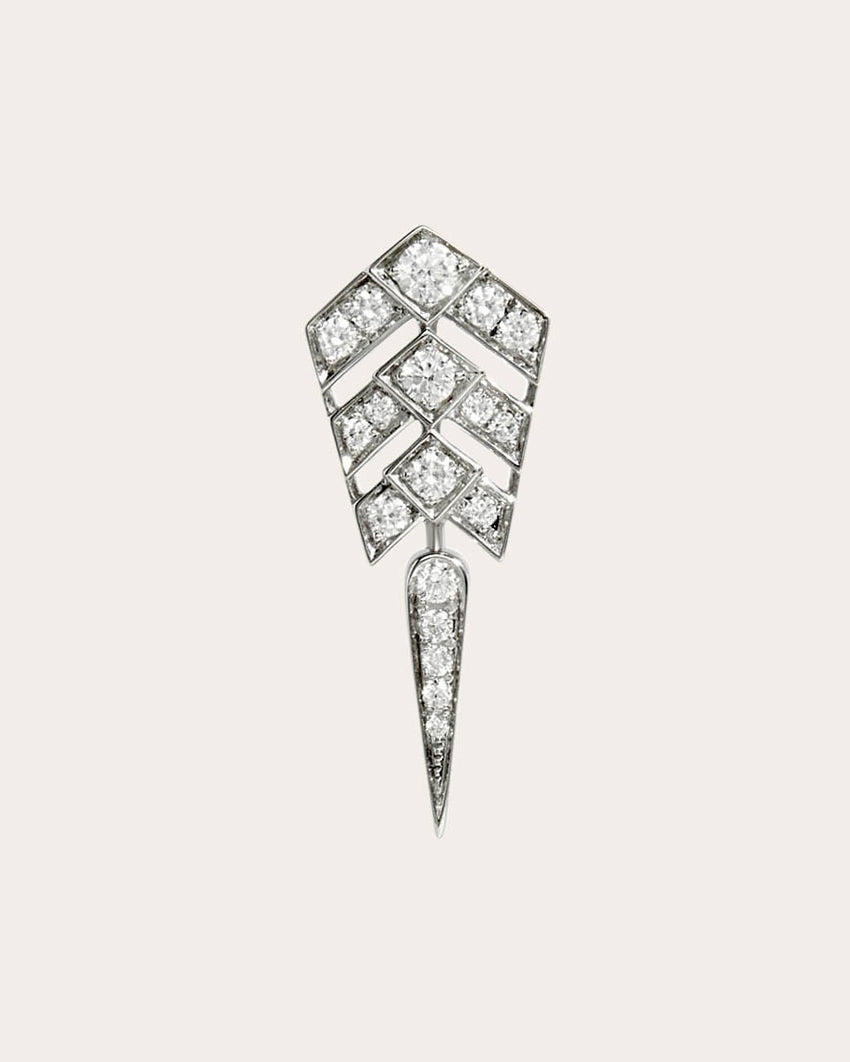 Stairway S Rhodium-Plated Sterling Silver Diamond Single Earring