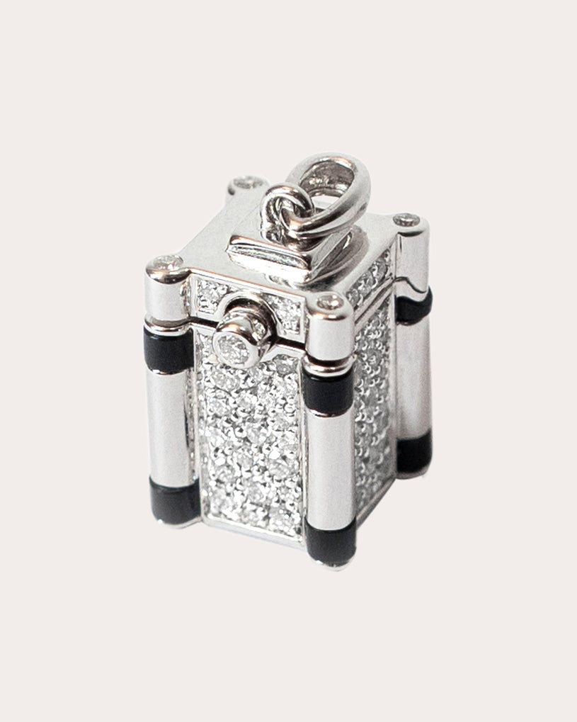 Diamond & Black Agate Wish Box Pendant Necklace