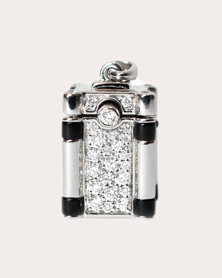 Diamond & Black Agate Wish Box Pendant Necklace