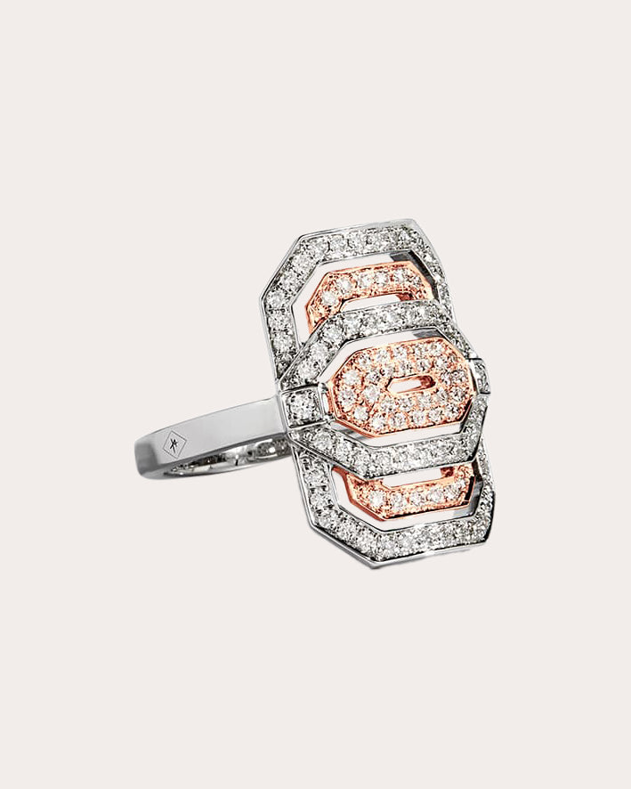 Mini My Way 18K Gold and Rhodium-Plated Sterling Silver Diamond Ring