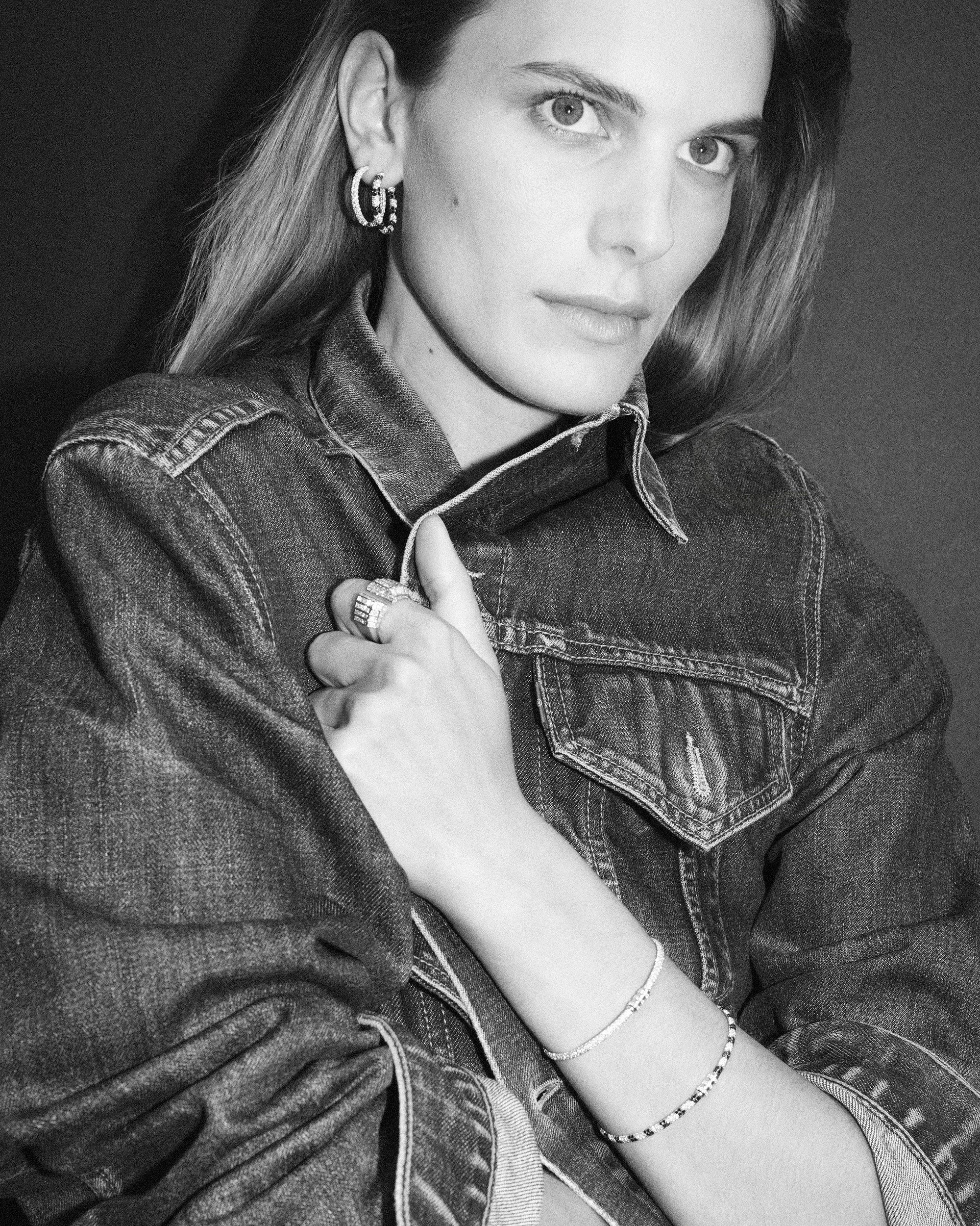 Diamond & 18k White Gold Reptile Hoop Earrings