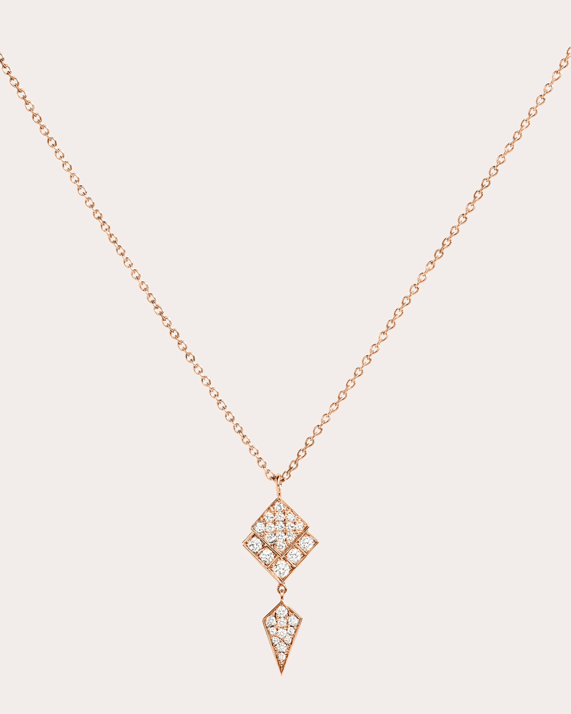 Diamond & 18k Rose Gold Stairway Pendant Necklace