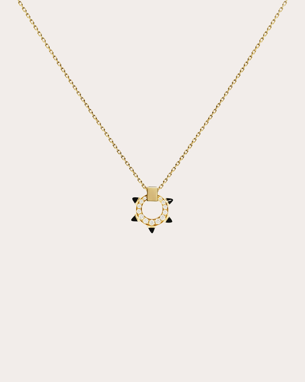 Black Agate & Diamond Mini Spike Pendant Necklace